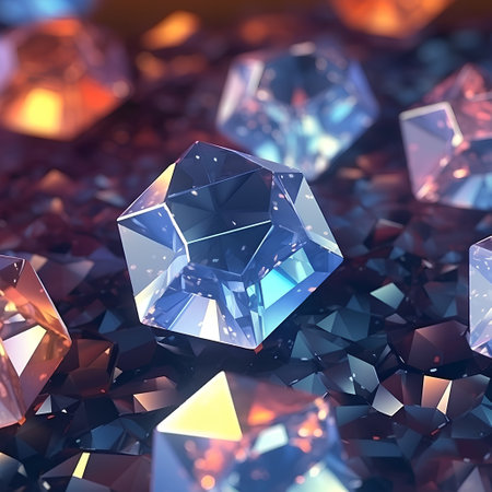 3d render of crystal gemstones on dark background. Crystal backgroundの素材