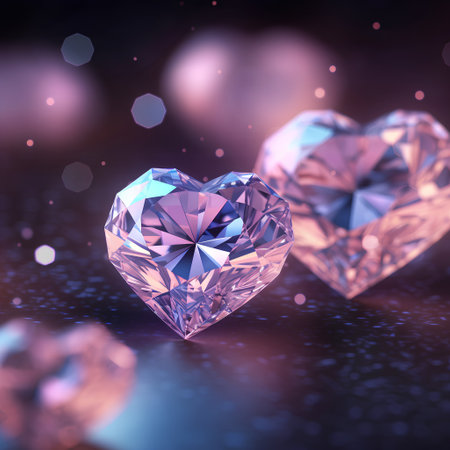 Diamonds in the shape of a heart. 3D rendering.の素材