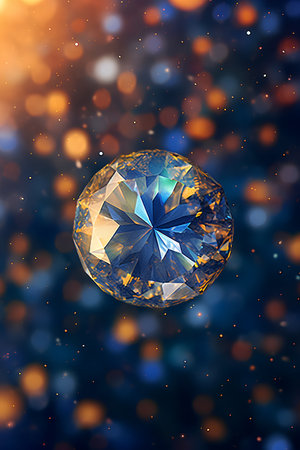 3d rendering of a diamond on a bokeh background.の素材
