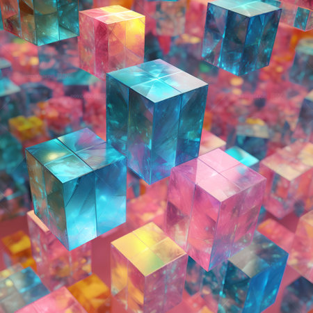 Abstract background made of colorful cubes. 3d illustration. Square.の素材