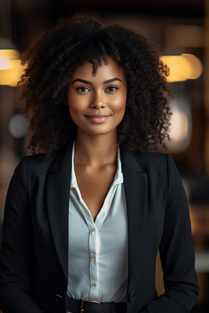 portrait of young african american businesswoman in formal wearの素材