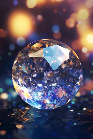 Luxury diamond on bokeh background, 3d renderの素材