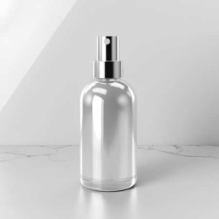 Mockup of a cosmetic bottle on the white background. 3d renderingの素材