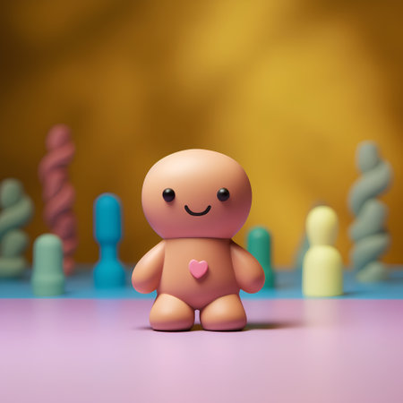 Gingerbread man with heart in his hand. 3d renderingの素材