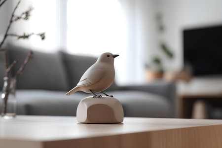 Bird on a stand in the living room. 3d rendering.の素材