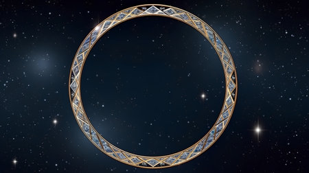 Illustration of an oval frame with diamonds on a starry backgroundの素材