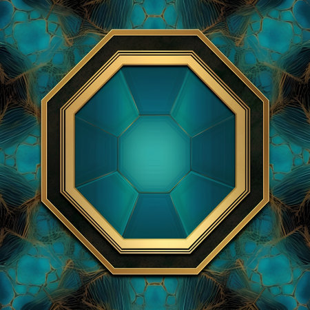 Blue background with gold frame and ornamental pattern. Template for designの素材