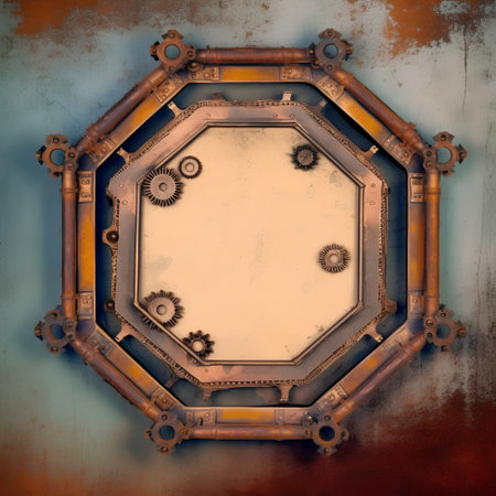 Grunge background with gears and cogwheels in the centerの素材