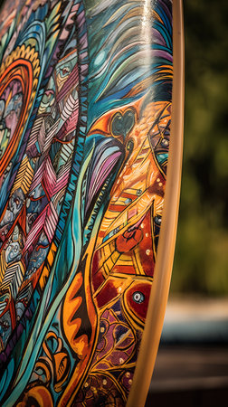 Close up of a colorful painted vase on a sunny day.の素材