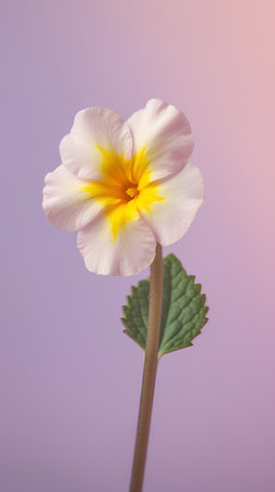 Primrose flower on a purple background. Primula vulgaris.の素材