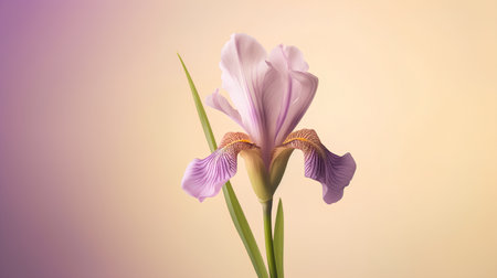 Purple iris flower isolated on a pink background. 3d illustrationの素材