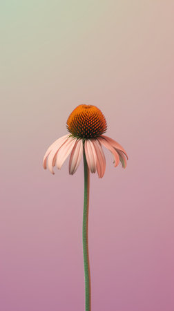Echinacea flower on gradient background. Minimalistic style.の素材