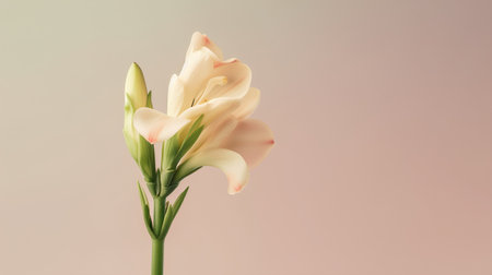 Beautiful gladiolus flower on pastel background. Floral compositionの素材