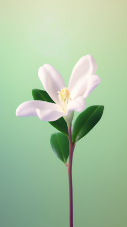 Beautiful white flower on a green background. Place for text.の素材