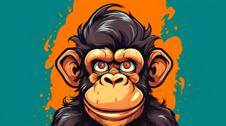 Chimpanzee cartoon character. Vector illustration for your design.の素材