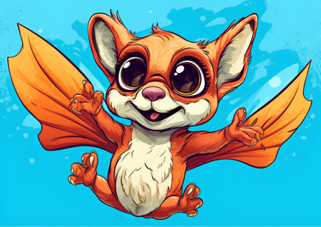Cute cartoon fox with wings. Vector illustration for your design.の素材