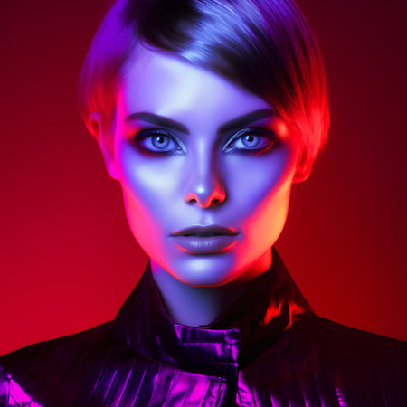 Fashion portrait of beautiful woman with bright make-up. Studio shot.の素材