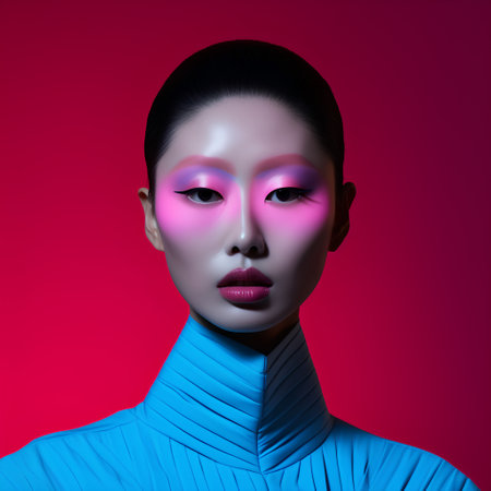 Fashion portrait of beautiful asian woman with bright make-up.の素材
