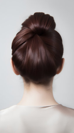 Hairstyle. Back view of young woman with elegant hairstyleの素材