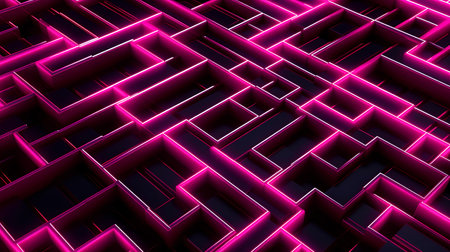 Abstract 3d rendering of purple square maze. Computer generated background.の素材