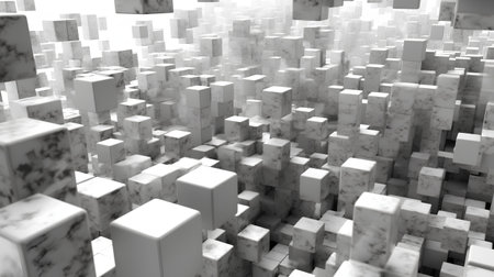 abstract 3d cubes background in black and white (high resolution)の素材