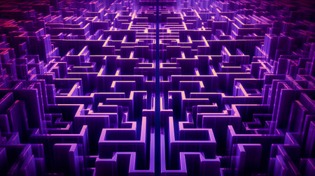 Purple maze background, 3d rendering. Computer digital drawing.の素材