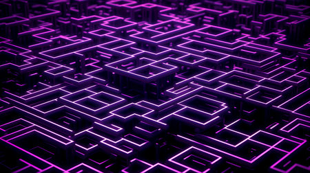 3d rendering, purple square maze, computer generated abstract background.の素材