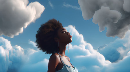 Beautiful african american woman with afro hairstyle.の素材