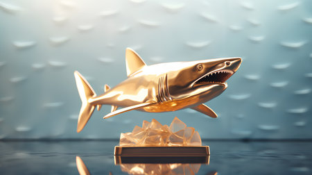 Shark on ice background. 3d illustration. 3D rendering.の素材