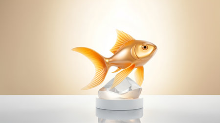 Gold fish on a white background. 3d render. Illustration.の素材