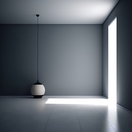 Interior of empty room with lamp and floor, 3d renderの素材