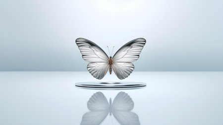 Butterfly on a pedestal. 3d render, 3d illustration.の素材