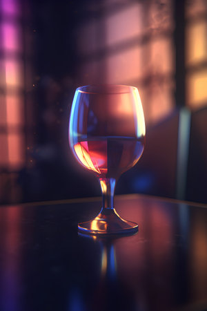 glass of brandy on a dark background. 3d rendering.の素材