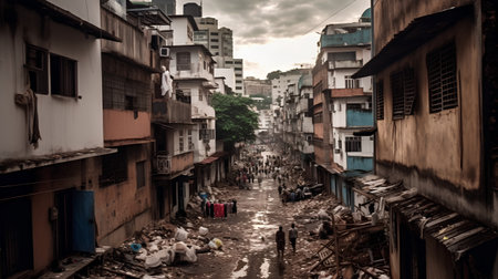 View of the street of Kathmandu in the afternoonの素材