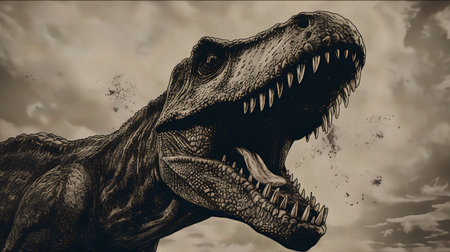 Tyrannosaurus rex. Stylized image of a dinosaur.の素材