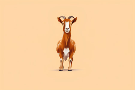 Goat isolated on yellow background. Cartoon style. Vector illustration.の素材