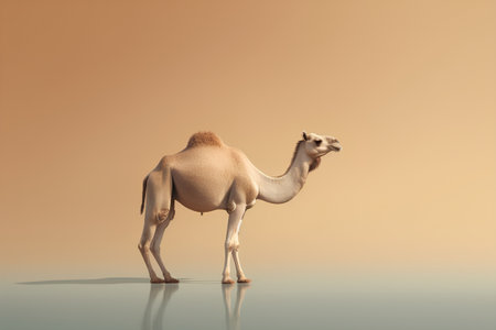 Camel on a brown background. 3d rendering. Copy space.の素材