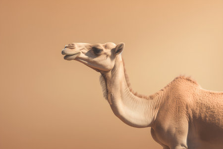 Camel isolated on brown background with copy space for your text.の素材