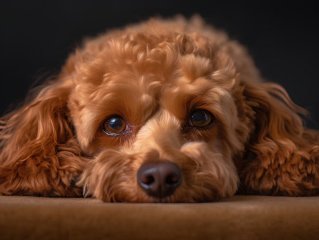 Cocker Spaniel puppy on a dark background. Close-up.の素材