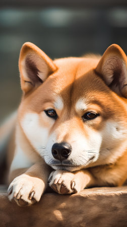 Portrait of a Shiba inu dog, Japanese breed.の素材