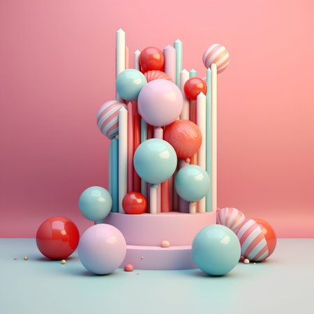 3d render, abstract composition, minimal design, geometric forms, pastel colorsの素材