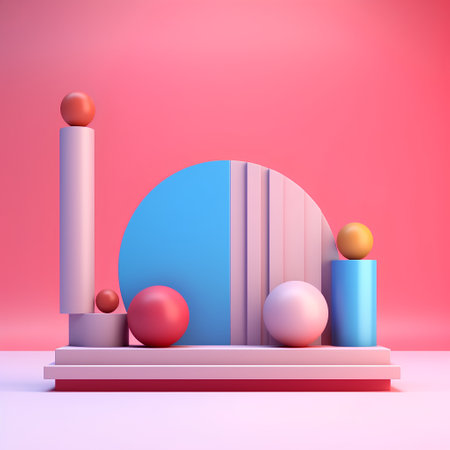 Abstract minimal scene with geometrical forms. 3d render illustrationの素材