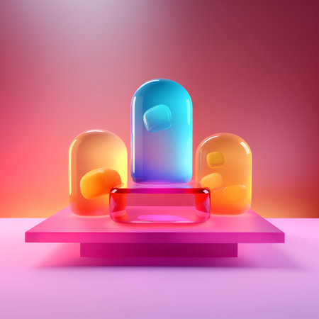 3d render of modern abstract background with podiums and neon lights.の素材