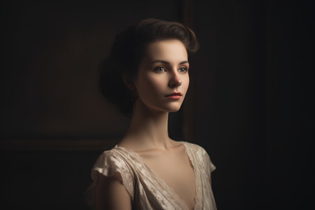 Portrait of a beautiful young woman with elegant hairstyle and makeupの素材