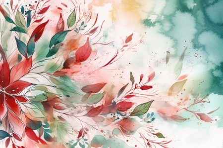 Watercolor floral seamless pattern. Hand painted watercolor flowers on watercolor background.の素材