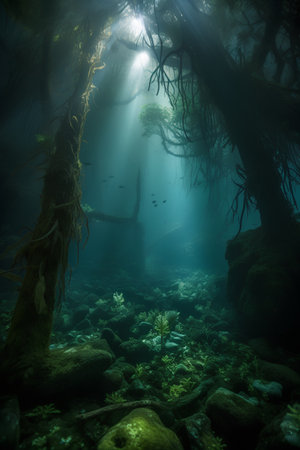 Underwater view of the seabed. Underwater world.の素材