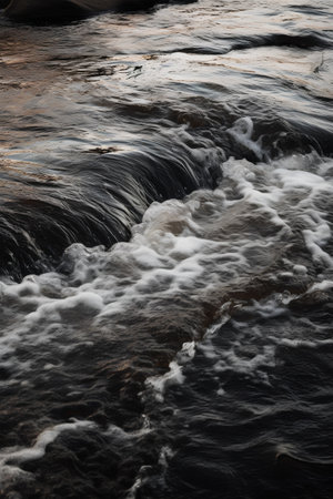 Waterfall in the river. River with waves and splashes.の素材