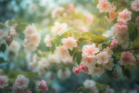 Blossoming branch of sakura in spring. Soft focus.の素材