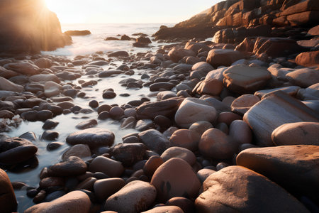 Rocks in the sea at sunset. Natural background. Toned.の素材