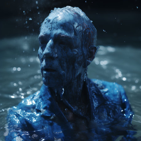 Portrait of a scary zombie man in water. Halloween theme.の素材